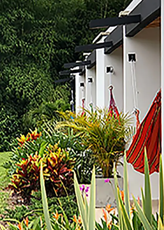 Terraza de una habitación con su hamaca
